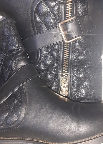 Kadın Siyah Deri Biker Bot - Görsel 5