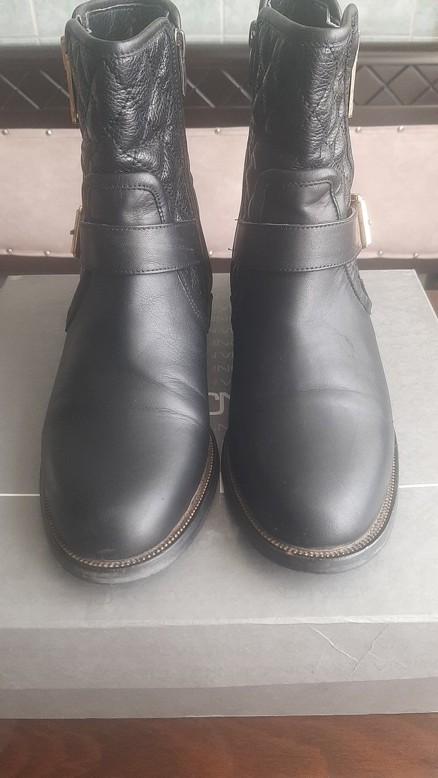 Kadın Siyah Deri Biker Bot - Görsel 2