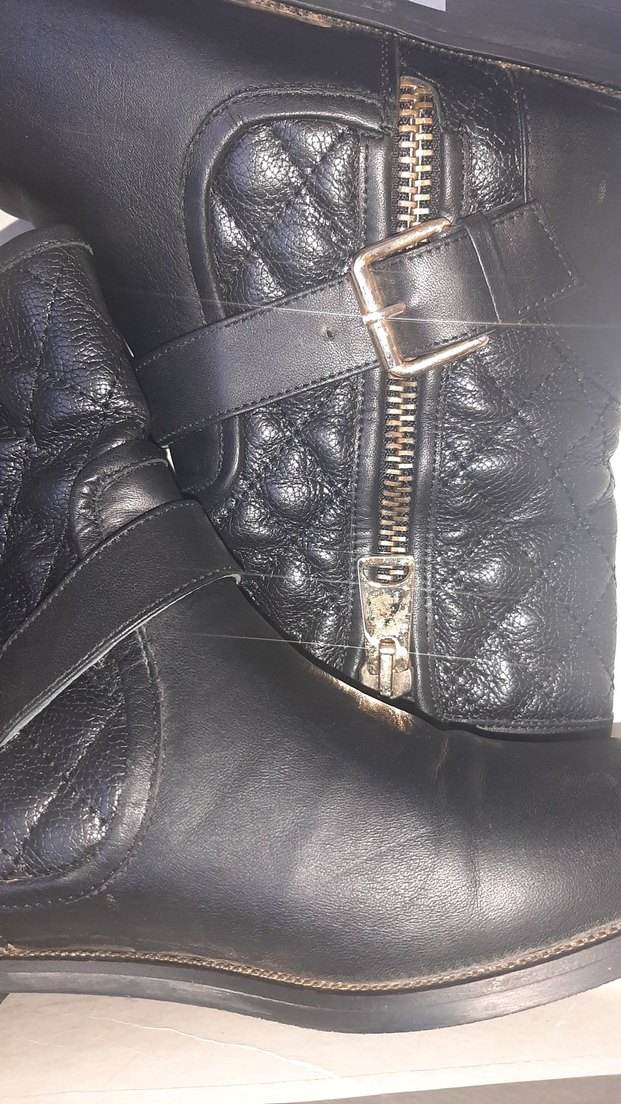 Kadın Siyah Deri Biker Bot - Görsel 5