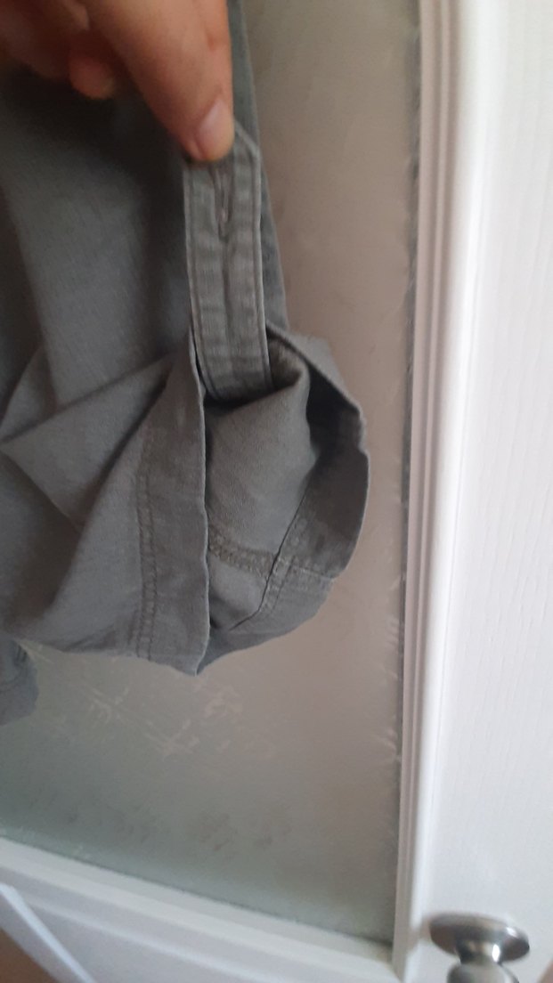 Gri keten kemerli midi pantolon - Görsel 5