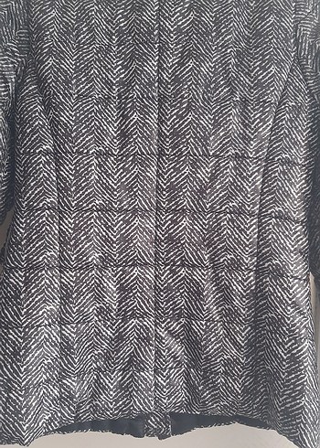 Gri Zebra Desenli Fermuarlı Kadın Ceket - Görsel 5