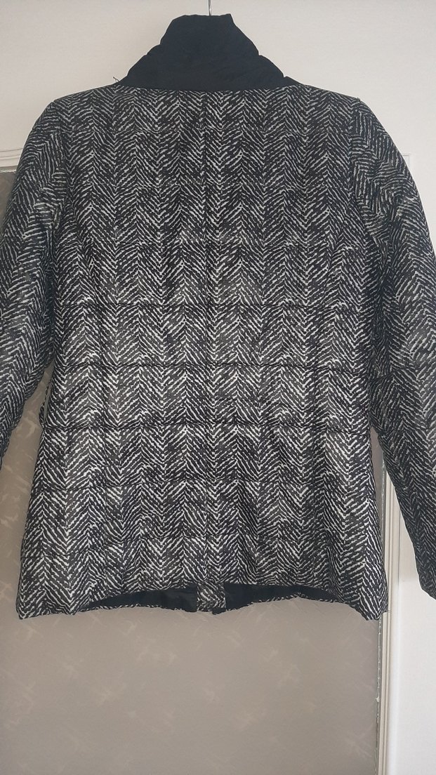 Gri Zebra Desenli Fermuarlı Kadın Ceket - Görsel 4