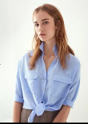 mudo  Mavi Düğmeli Kadın  Gömlek - Görsel 4