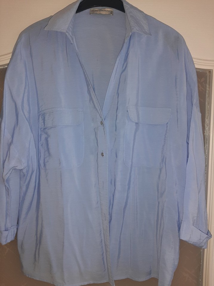 mudo  Mavi Düğmeli Kadın  Gömlek - Görsel 2