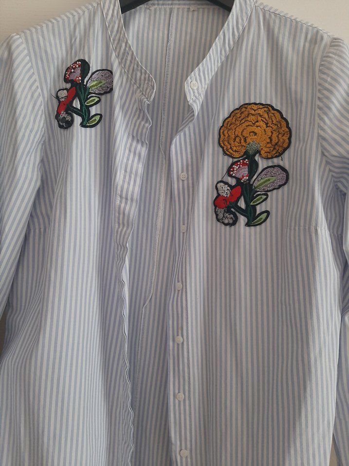 Nakışlı, Uzun Kollu, Midi Boy Pamuklu Gömlek - Görsel 2