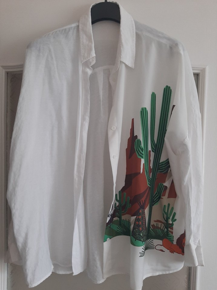 twist Bohem Beyaz Baskılı Uzun Kollu Kadın Gömlek - Görsel 2