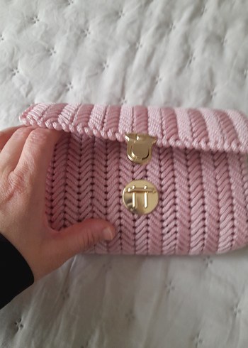 Pembe Örgü Kadın Çanta - Görsel 2