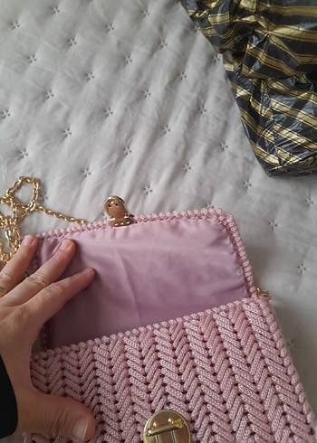 Pembe Örgü Kadın Çanta - Görsel 4