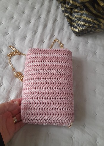 Pembe Örgü Kadın Çanta - Görsel 6