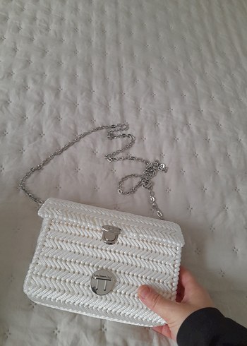 Beyaz Örgü Kadın Çanta - Görsel 2