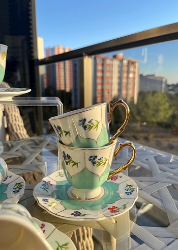 Beden çeşitli Renk Çiçek Desenli Pastel Renkli Porselen Kahve Fincanı