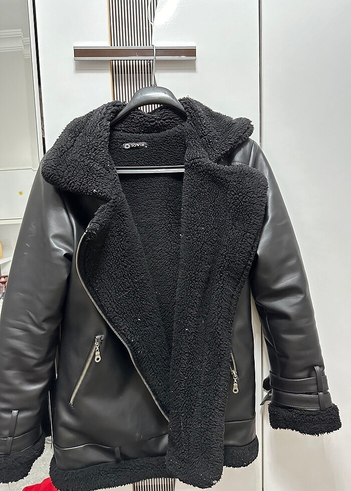 İçi kürklü deri mont - Görsel 2