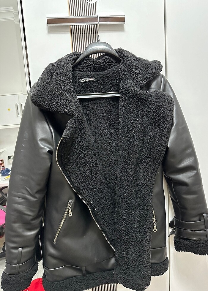 İçi kürklü deri mont - Görsel 5