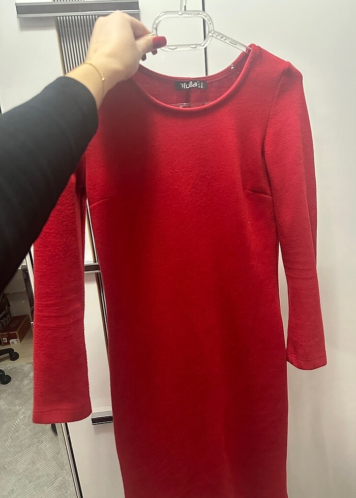 Kırmızı triko elbise - Görsel 3