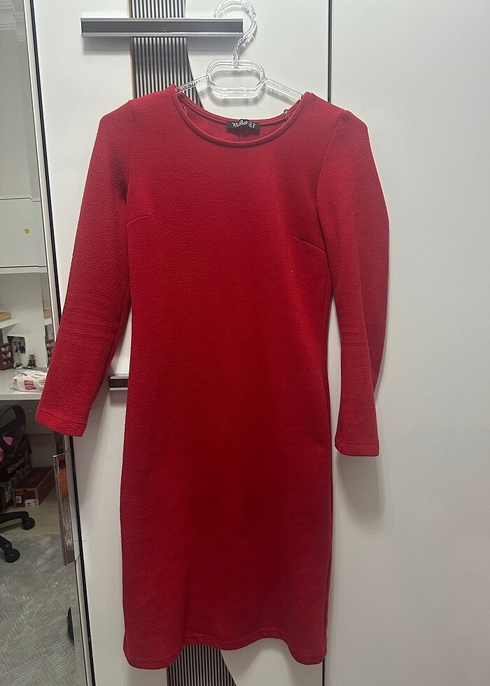 Kırmızı triko elbise - Görsel 2