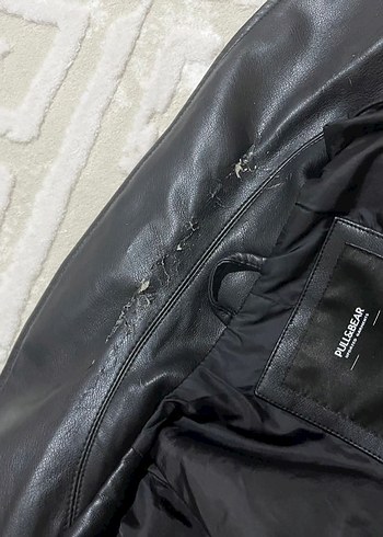 Pull and Bear Pull&Bear erkek Siyah Deri Biker Ceket