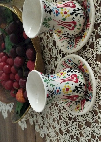 Çini Desenli İk kişilik i Fincan ve Tabak Seti - Görsel 5