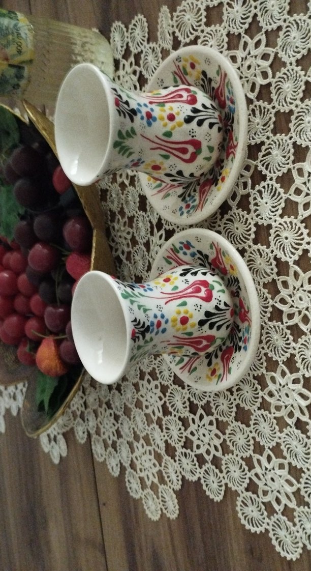 Çini Desenli İk kişilik i Fincan ve Tabak Seti - Görsel 4