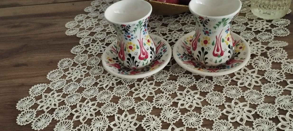 Çini Desenli İk kişilik i Fincan ve Tabak Seti - Görsel 2