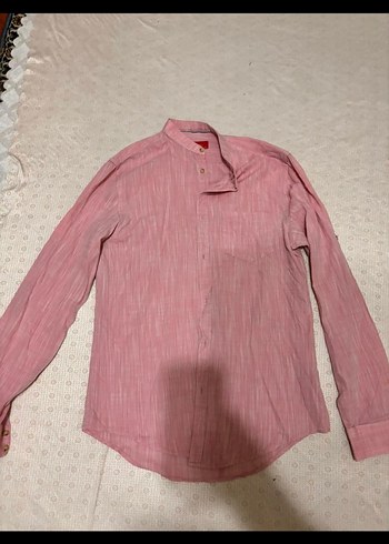 Zara marka slim fit s beden Pembe Keten Erkek Gömlek cekmwkoy