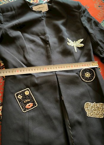 36-38-40 beden mevcut sıfır Nakışlı Siyah Kadın Mini Ceket - Görsel 2