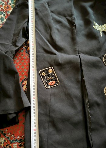 36-38-40 beden mevcut sıfır Nakışlı Siyah Kadın Mini Ceket - Görsel 3