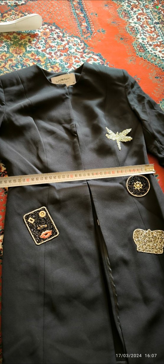 36-38-40 beden mevcut sıfır Nakışlı Siyah Kadın Mini Ceket - Görsel 2