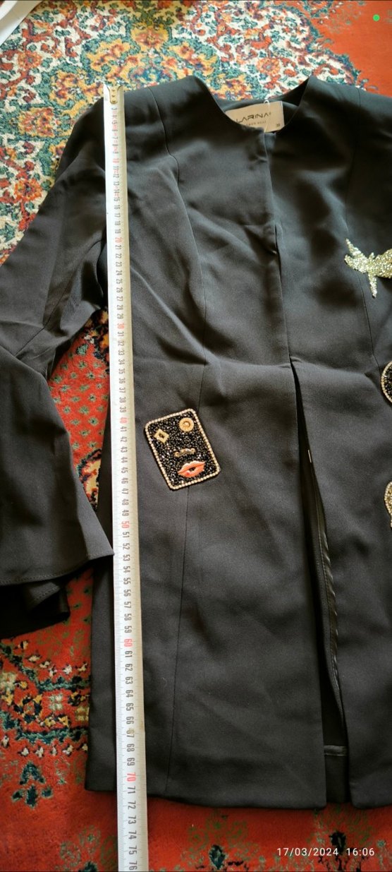 36-38-40 beden mevcut sıfır Nakışlı Siyah Kadın Mini Ceket - Görsel 3