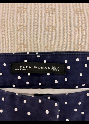 Zara marka L beden Lacivert Puantiyeli Kadın Denim Pantolon yeni - Görsel 2