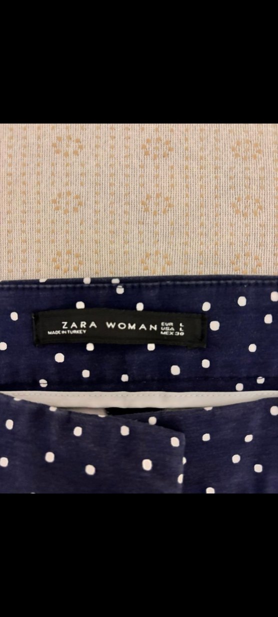 Zara marka L beden Lacivert Puantiyeli Kadın Denim Pantolon yeni - Görsel 2