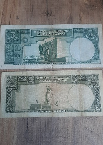 Eski Türk Lirası 5 ve 2,5 Banknot Seti