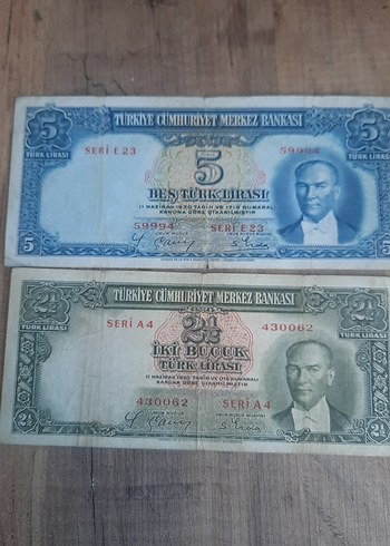 Eski Türk Lirası 5 ve 2,5 Banknot Seti