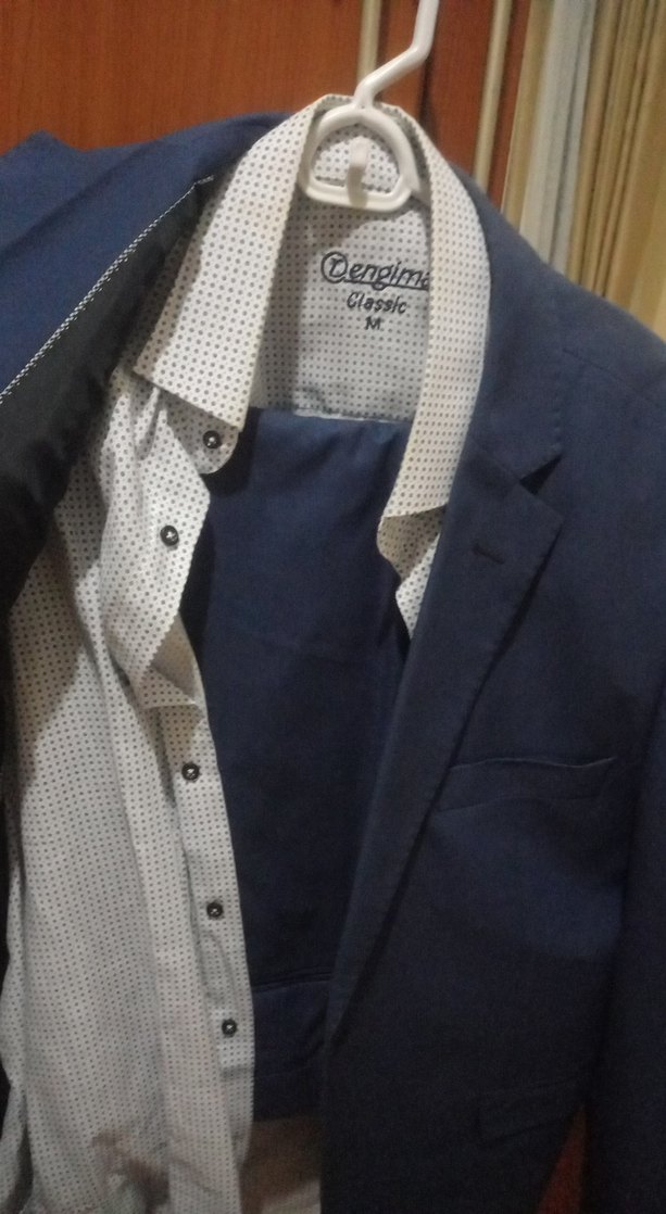 Erkek Mavi Düğmeli Ofis Takım Elbise - Görsel 2