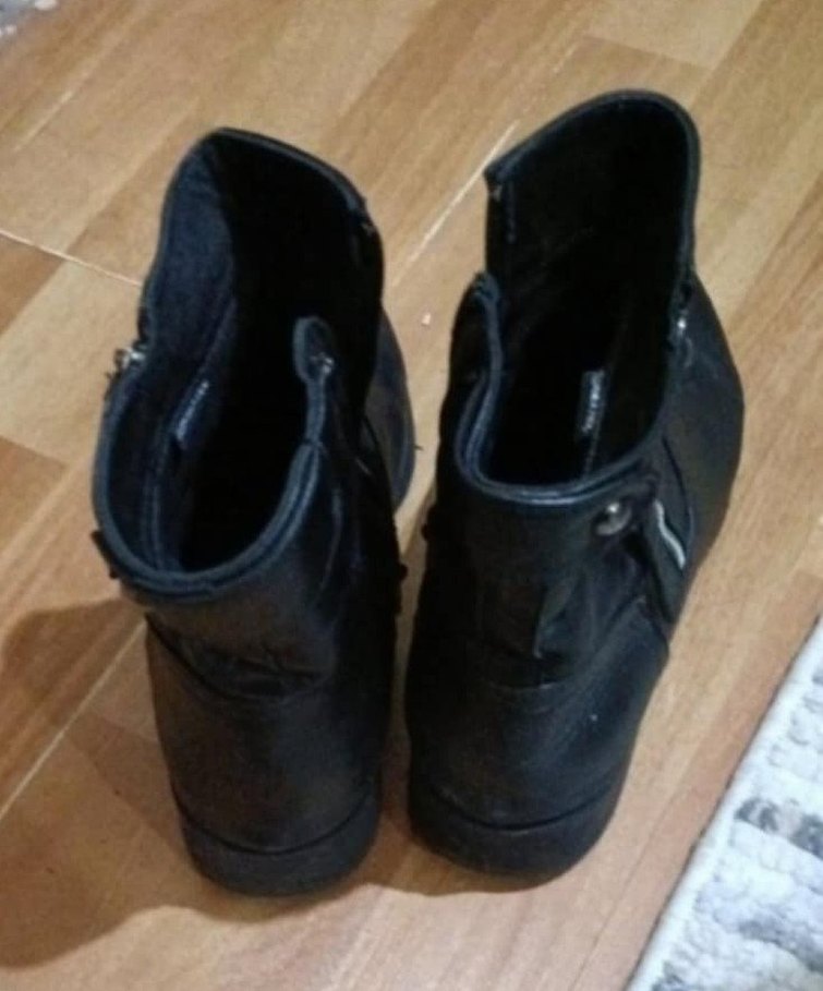 Siyah Deri Gotik Topuklu Kadın Bot - Görsel 3