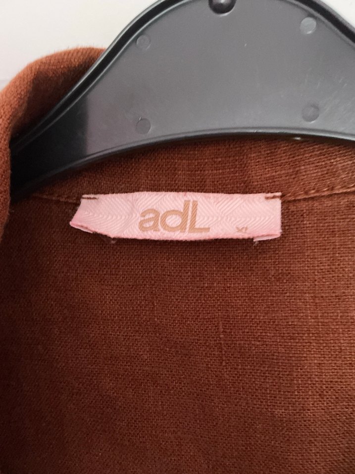 Adl kahverengi keten şort tulum - Görsel 3