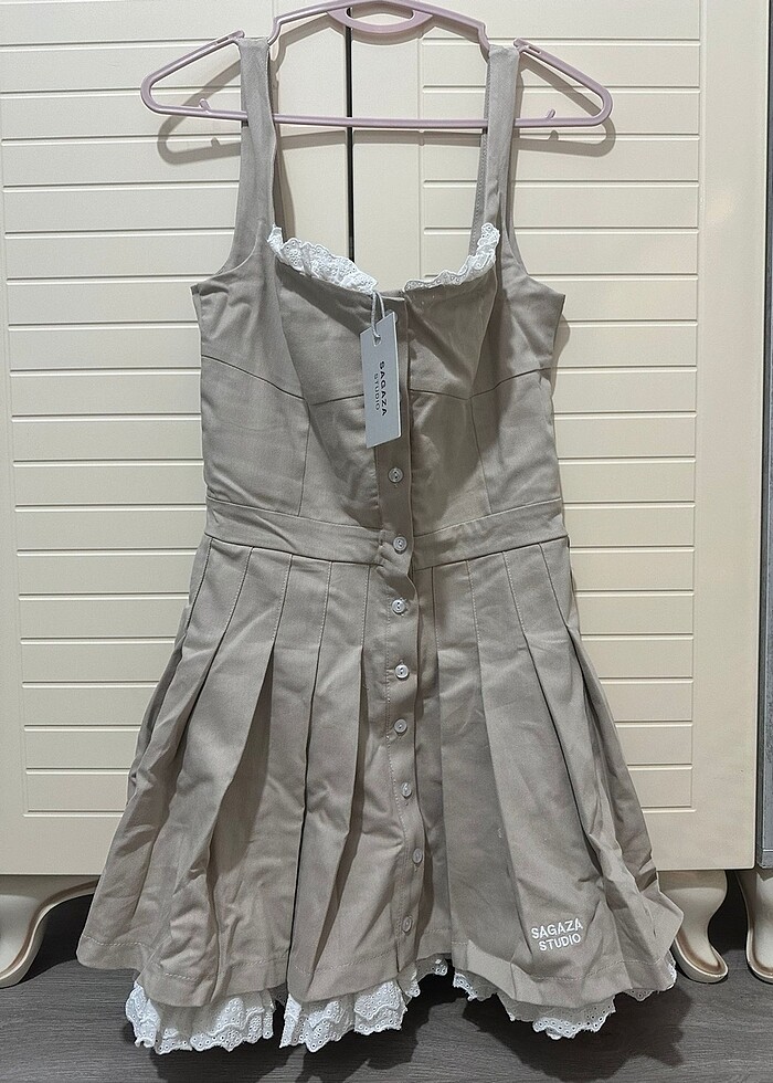 Sagaza studio pileli mini elbise - Görsel 2