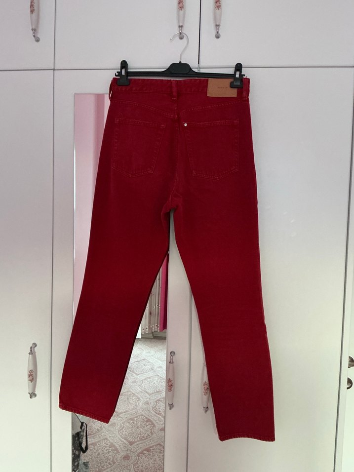 H&M kırmızı jean pantolon - Görsel 4