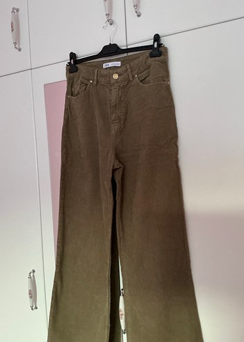 Zara haki rengi kadife pantolon - Görsel 2