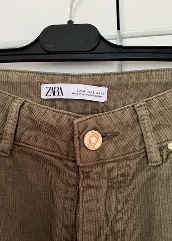 Zara haki rengi kadife pantolon - Görsel 5