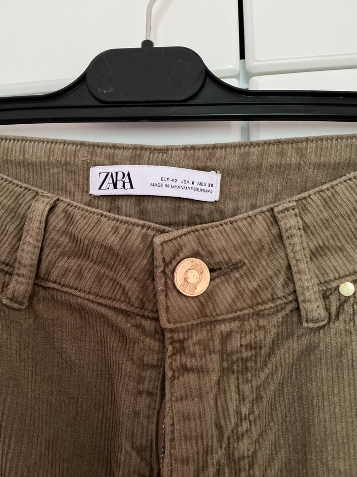 Zara haki rengi kadife pantolon - Görsel 5