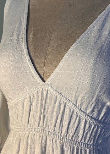 Pull&Bear Keten Sırt ve Göğüs Dekolte Elbise - Görsel 3