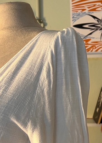 Pull&Bear Keten Sırt ve Göğüs Dekolte Elbise - Görsel 4