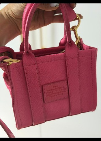 Pembe the tote bag Deri Fermuarlı Kadın el çantası - Görsel 2