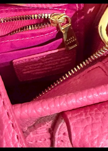 Pembe the tote bag Deri Fermuarlı Kadın el çantası - Görsel 3