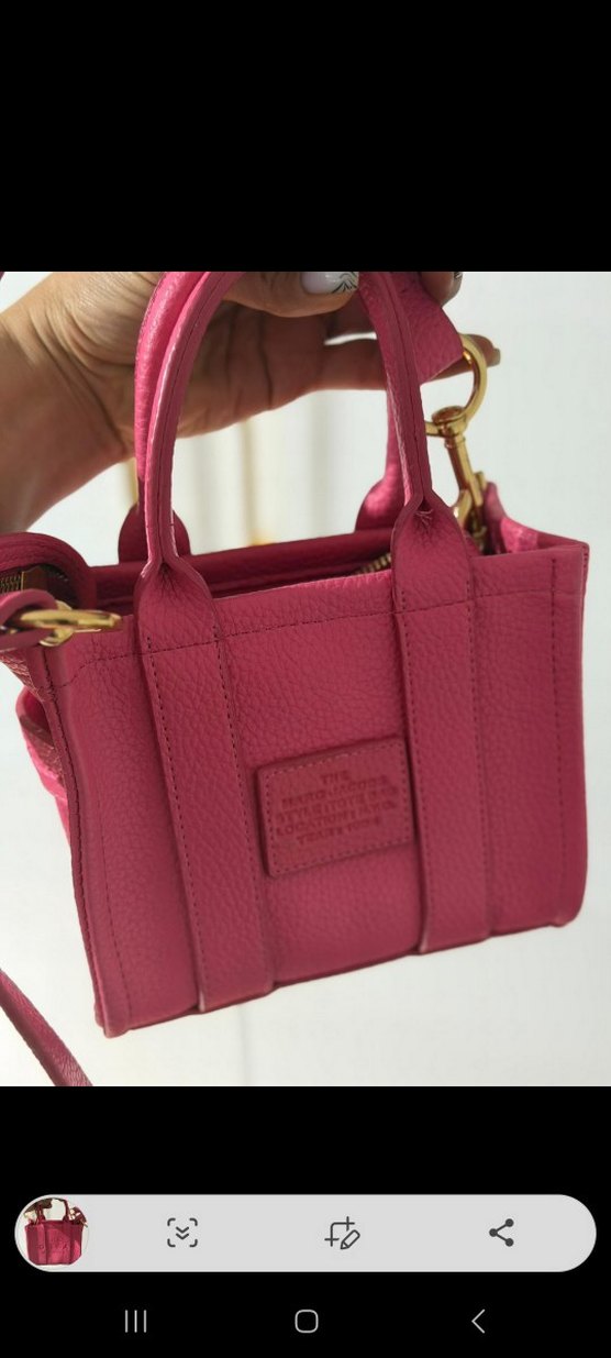 Pembe the tote bag Deri Fermuarlı Kadın el çantası - Görsel 2