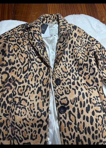 Kahverengi Leopar Desenli  Kadın Kaban - Görsel 3