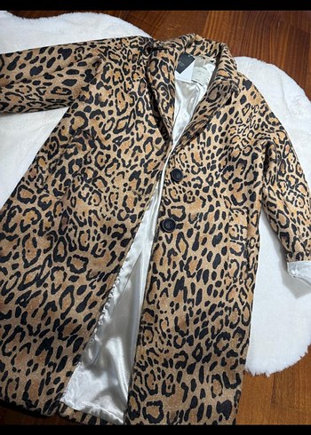 Kahverengi Leopar Desenli  Kadın Kaban - Görsel 5