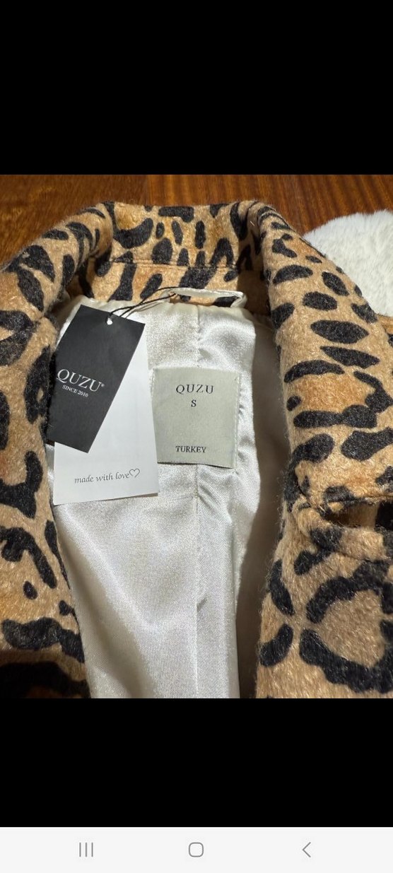 Kahverengi Leopar Desenli  Kadın Kaban - Görsel 4