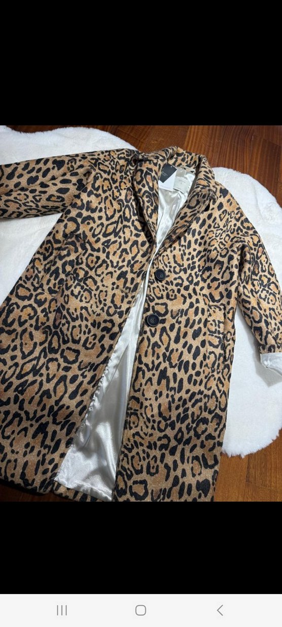 Kahverengi Leopar Desenli  Kadın Kaban - Görsel 5
