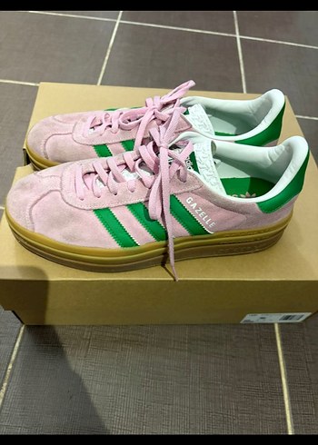 Pembe Yeşil orjinal Adidas Gazelle Platform Spor ayakkabı - Görsel 4